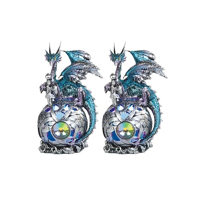 Fc Design "2-pc Set" 6"H Turquoise Dragon On Light Up Led Orb Figurines Figurine Statue Ornament Home Room Office Decor and Perfect Ideas for Housewar