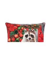 C&F Home 18" x 18" Racoon Bench Light-Up Led Christmas Holiday Throw Pillow