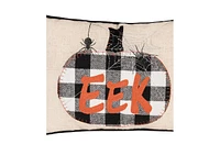 C&F Home 14" x 20" Franklin Plaid Black Pumpkin "Eek" Spider Web Halloween Linen Accent Throw Pillow