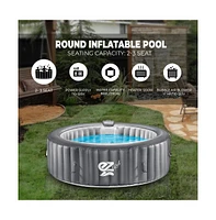 SereneLife 4-Seat Round Inflatable Hot Tub Spa with Led Lights & Remote Control