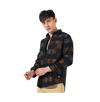 Campus Sutra Men's Grey & Olive Green Gun Club Check Shirt