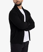 X-Ray Men's Shawl Collar Cable Knit Cardigan