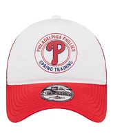 New Era Men's White/Red Philadelphia Phillies Spring Training Circle Foam A-Frame 9FORTY Trucker Adjustable Hat