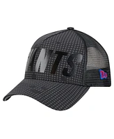 New Era Men's Black New York Giants Midnight Ink Tonal Text A-Frame Trucker 9FORTY Adjustable Hat