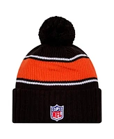 New Era Big Boys and Girls Black Cincinnati Bengals 2024 Sideline Sport Cuffed Knit Hat with Pom