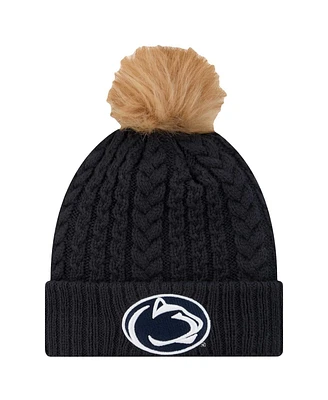 New Era Women's Navy Penn State Nittany Lions Luxury Cuffed Knit Hat with Pom