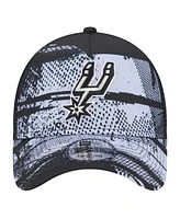 New Era Men's Black/Gray San Antonio Spurs Tip Off A-Frame Trucker 9FORTY Adjustable Hat