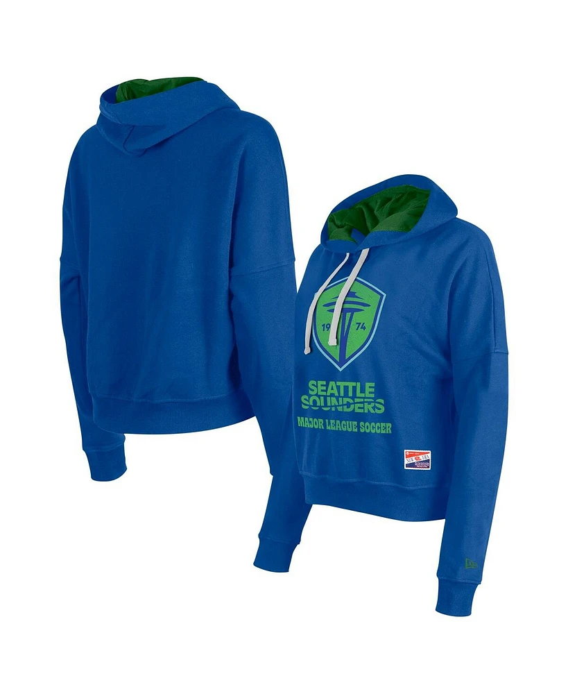 5th & Ocean by New Era Women's Blue Seattle Sounders Fc Throwback Pullover Hoodie