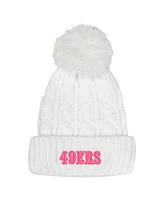 Outerstuff Big Girls White San Francisco 49ers Cable Cuffed Knit Hat with Pom