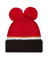 New Era Women's Scarlet San Francisco 49ers Double Bubble Cuffed Knit Hat with Poms