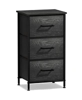 Sorbus Nightstand with 3 Drawers - Steel Frame, Wood Top & Easy Pull Fabric Bins - Perfect for Home, Bedroom, Office & College Dorm