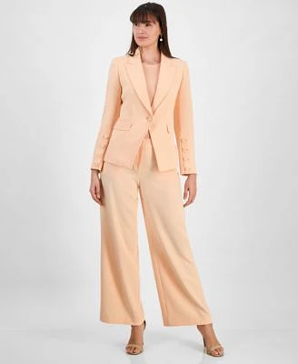 Tahari Asl Womens Wide Leg Pants Button Cuff Blazer
