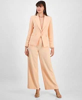 Tahari Asl Womens Wide Leg Pants Button Cuff Blazer