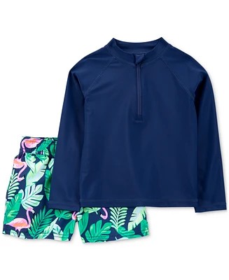 Carter's Toddler Boys Rash Guard & Tropical-Print Swim Trunks, 2 Piece Set