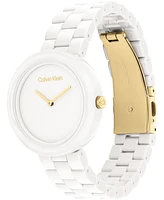 Calvin Klein Women's Ck Pure White Ceramic Watch Bracelet, 44mm