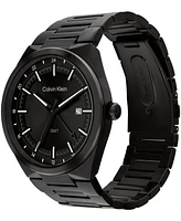 Calvin Klein Men's Distinguish Gmt Black Ionic Plated Watch Bracelet, 44mm