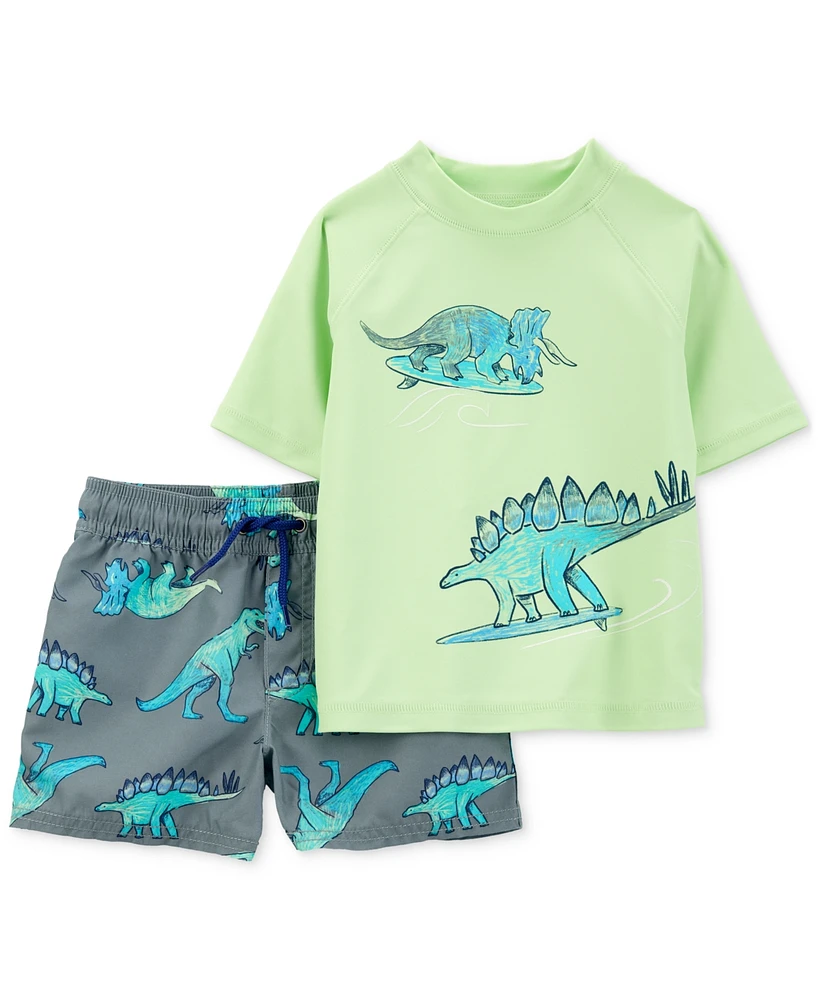 Carter's Toddler Boys Dinosaur Rashguard & Swim Trunk Set