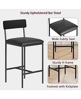 gaomon Bar Stools Set of 2, Upholstered Counter Height Bar Stools with Backrest and Footrest, Kitchen Barstools for Island, Counter Bar