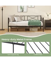 Twin Size Platform Bed Frame with Heavy-Duty Metal Slat Support