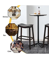 Gymax Set of Saddle Bar Stools Height Kitchen Chairs w/ Rubber Wood Legs