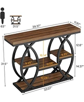 Tribesigns 39.4" Console Table, Industrial 4-Tier Sofa Table Entryway Table with Storage Shelves, Narrow Wood Accent Tables with Metal Frame for Small