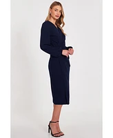 Quiz Women's Scuba Crepe Long Sleeve Wrap Midi Dress