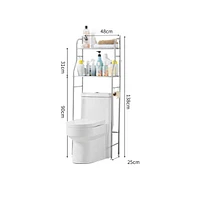 gaomon 2 Tier Over The Toilet Storage, Metal Over Toilet Organizer Rack With Removable Towel Hooks, Paper Holder, Bathroom Organizer Over Toilet, Easy