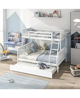 Gouun 3-in-1 Twin Over Full Bunk Bed with Trundle and Ladder