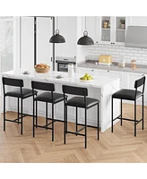 gaomon Bar Stools Set of 4, Upholstered Counter Height Bar Stools with Backrest and Footrest, Kitchen Barstools for Island, Counter Bar