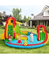 Inflatable Water Slide Park with Climbing Wall Water Cannon and Splash Pool