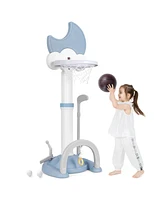 Costway 4-in-1 Toddlers Basketball Hoop with Basketball Soccer Golf and Ring Toss Game