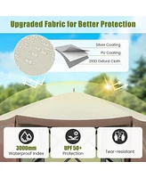 Costway 11.5 X 11.5 Ft Pop-up Gazebo Tent with Mesh Netting Walls 2 Removable Privacy Wind Cloths