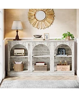 Tribesigns Farmhouse Console Table, 63-Inch Long Entryway Table with 3 Tier Storage, Wooden Rectangular Sofa Behind The Couch for Entrance, Hall