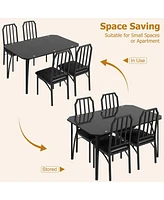 gaomon Glass Dining Table Set for 4, Kitchen Table Chairs Set of 4 with Comfortable Pu Cushion, Dining Room Table Set for 4 with Kitchen Chairs Furnit