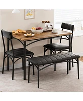 gaomon Dining Table Set for 4, Kitchen Table with Upholstered Bench and 2 Chairs, Kitchen Table and Chairs Set, for Small Space, Apartment, Home, Kitc