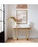 LuxenHome Natural Finish Mdf Wood 47-Inch Long Oval Console Table