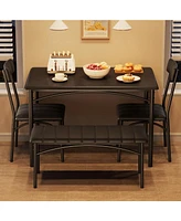 gaomon Dining Table Set for 4, Kitchen Table with Upholstered Bench and 2 Chairs, Kitchen Table and Chairs Set, for Small Space, Apartment, Home