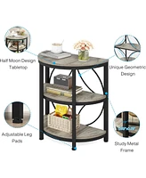 Tribesigns Half Circle Side & End Table with Storage Shelf Metal Frame, 26-Inch Tall Moon Table, Narrow Nightstand