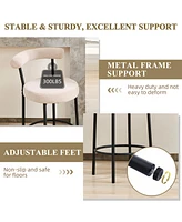 Dyhome Bar Stools Set of 4, 28 Inches Modern Counter Height with Curved Back Metal Legs, Upholstered Tall Barstools for Kitchen Island, Caf