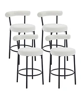 Dyhome Bar Stools Set of 4, 28 Inches Modern Counter Height Bar Stools with Curved Back Metal Legs, Upholstered Tall Barstools for Kitchen Island, Caf