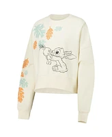 Freeze Max Women's Cream Lilo and Stitch Hold on Tight Loose Fit Cropped Pullover Sweatshirt