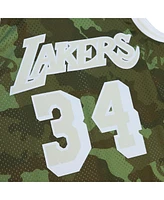 Mitchell & Ness Men's Shaquille O'Neal Camo Los Angeles Lakers Hardwood Classics 1996/97 Ghost Green Swingman Jersey