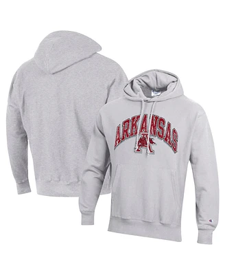 Champion Men's Gray Arkansas Razorbacks Vault Late Night Reverse Weave Pullover Hoodie