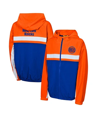 Outerstuff Big Boys and Girls Orange New York Knicks Headliner Windbreaker Full-Zip Hoodie Jacket