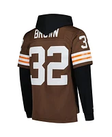 Mitchell & Ness Men's Jim Brown Cleveland Browns Player Name Number Hoodie Legacy Jersey