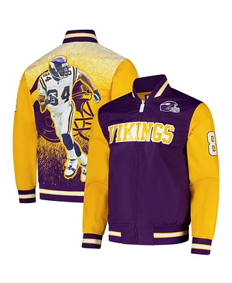 Mitchell & Ness Men's Randy Moss Purple Minnesota Vikings Retired Player Satin Full-Zip Jacket