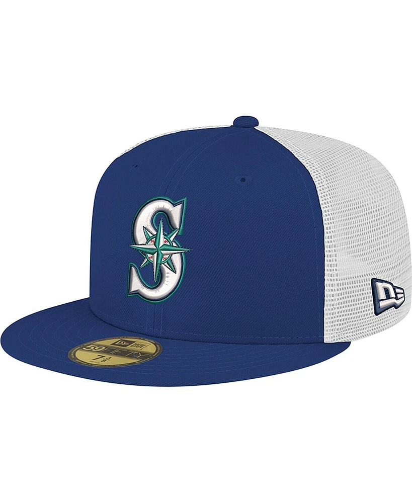 New Era Men's Navy Seattle Mariners Team Color 59FIFTY Trucker Fitted Hat