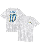 Outerstuff Big Girls Justin Herbert Powder Blue Los Angeles Chargers Sequin V-Neck Fashion Jersey