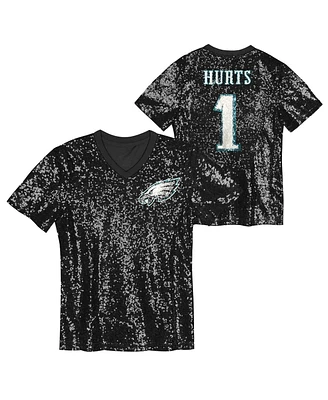 Outerstuff Women's Jalen Hurts Black Philadelphia Eagles Player Name Number V-Neck Fashion Jersey