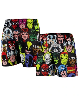 Chalk Line Men's Black Marvel Heroes Heads Retro Shorts